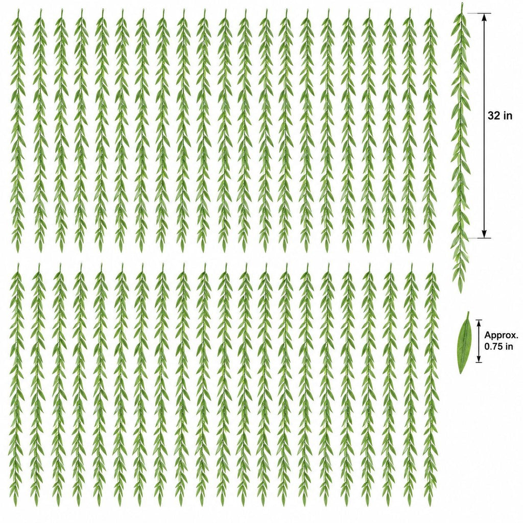 A green leafy vine or plant shown in a grid layout with dimension callouts indicating a total height of 32 inches and a single leaf approximately 0.75 inches.