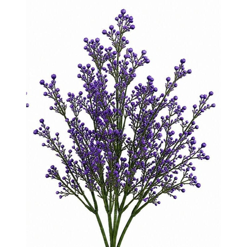 Faux Purple Berry Stems Set of 2 Bushes Artificial Berry Spray Farmhouse Floral Pick Vase Filler Cottage Decor Wreath Making Supply