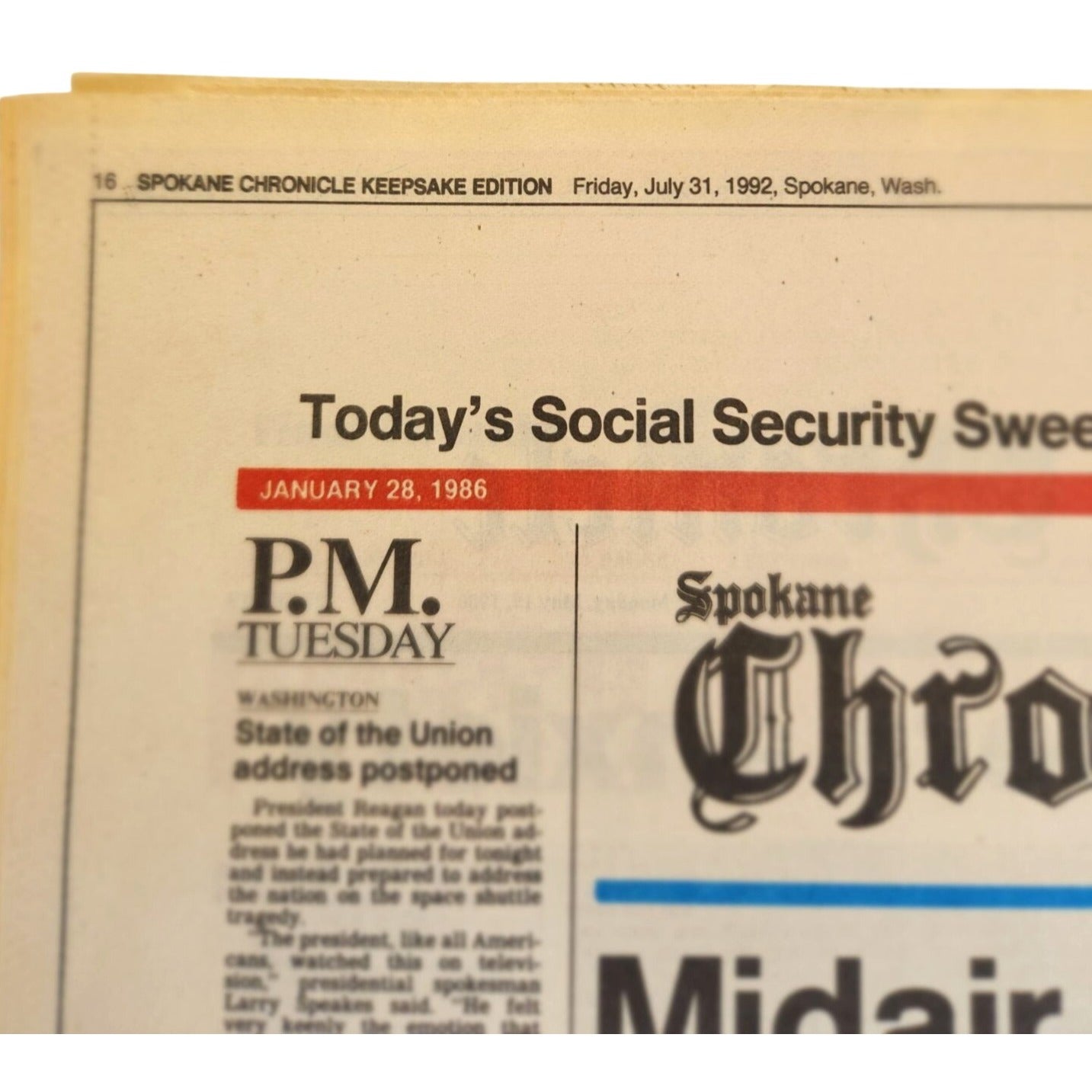 Spokane Chronicle Historic Newspaper Collection: Midair Fireball WWII Expo 74 News, July 1992