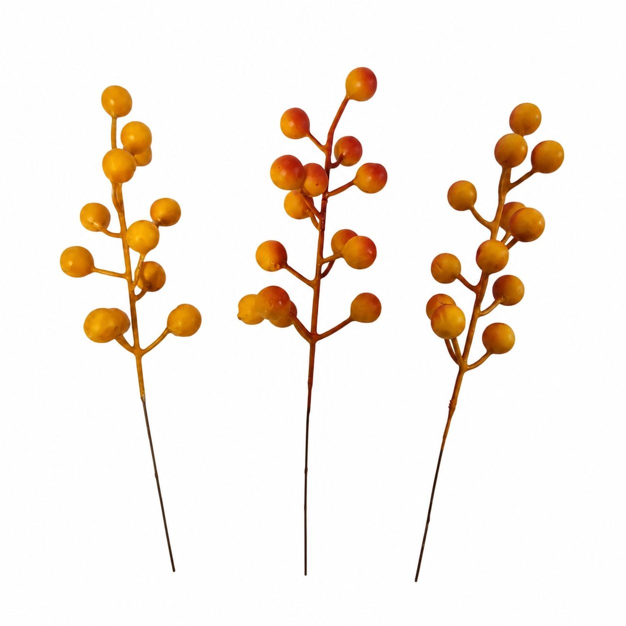 3 Fall Berry Stems Orange Yellow Berries Autumn Floral Pick Rustic Wreath Supply Thanksgiving Decor Faux Berry Spray