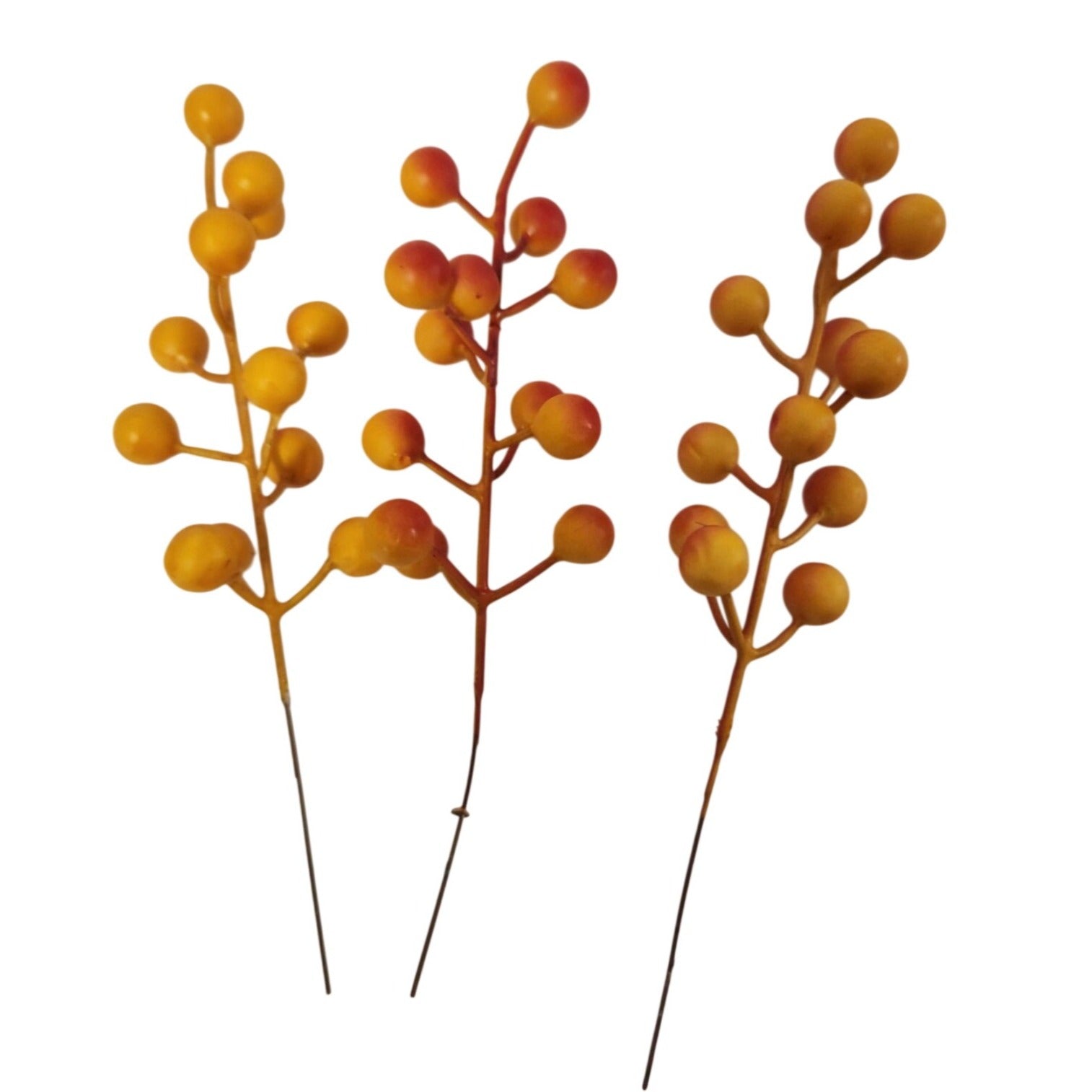 3 Fall Berry Stems Orange Yellow Berries Autumn Floral Pick Rustic Wreath Supply Thanksgiving Decor Faux Berry Spray