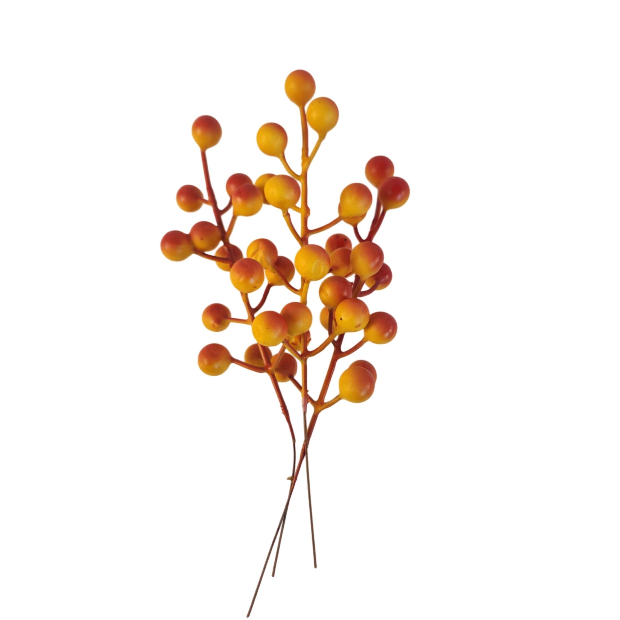 3 Fall Berry Stems Orange Yellow Berries Autumn Floral Pick Rustic Wreath Supply Thanksgiving Decor Faux Berry Spray