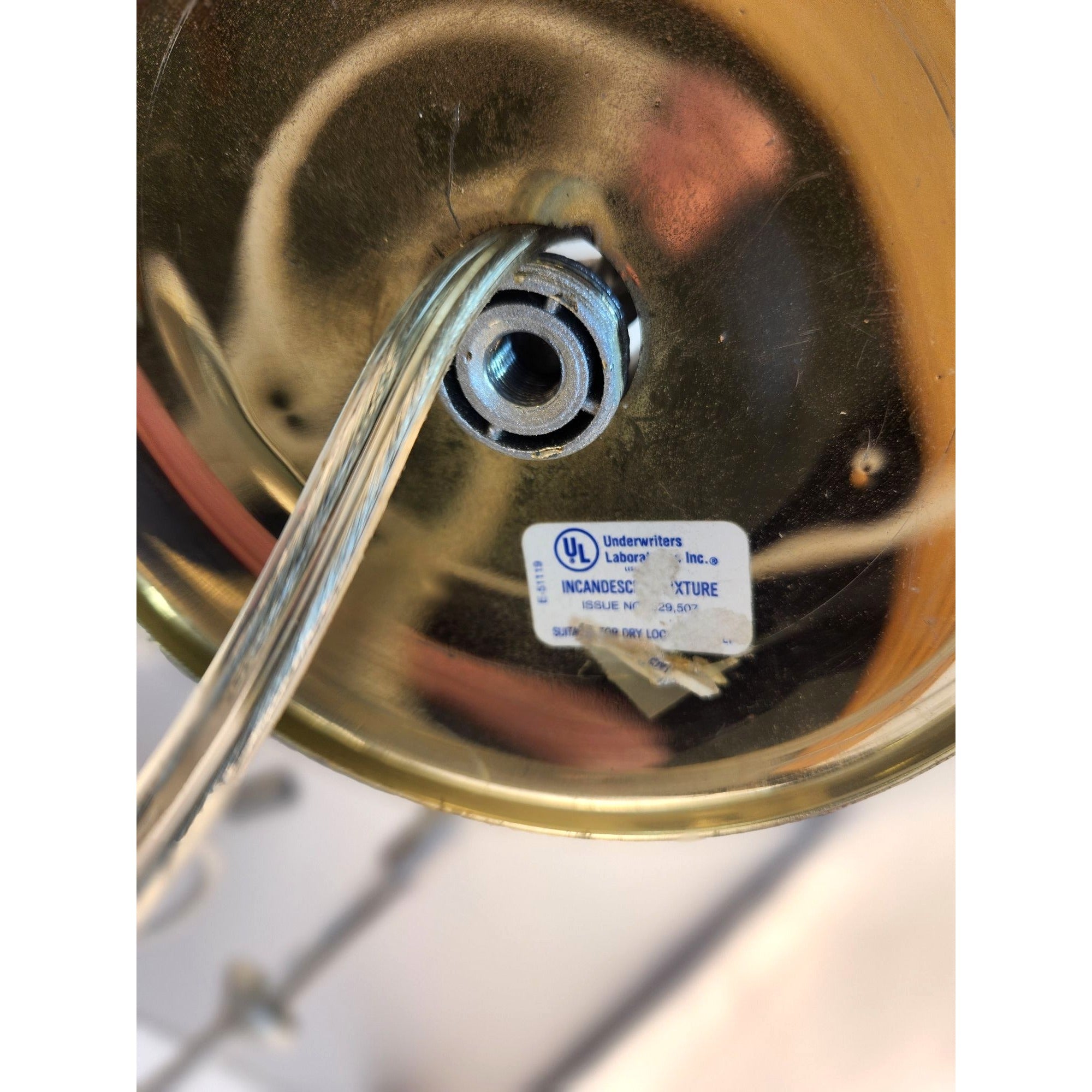 Vintage 2-Tier UL Chandelier 10-Light Ceramic & Metal Scalloped Design 26" H 22" W