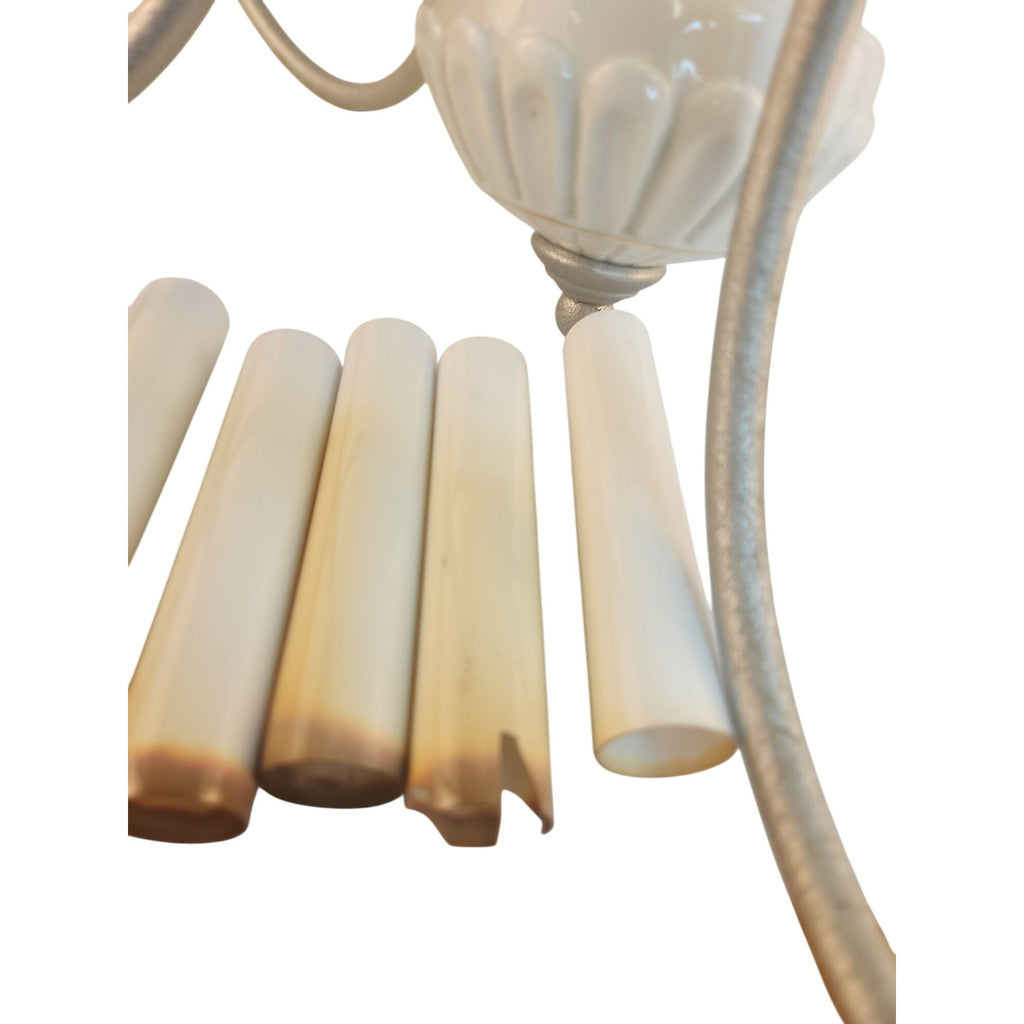 Vintage 2-Tier UL Chandelier 10-Light Ceramic & Metal Scalloped Design 26" H 22" W