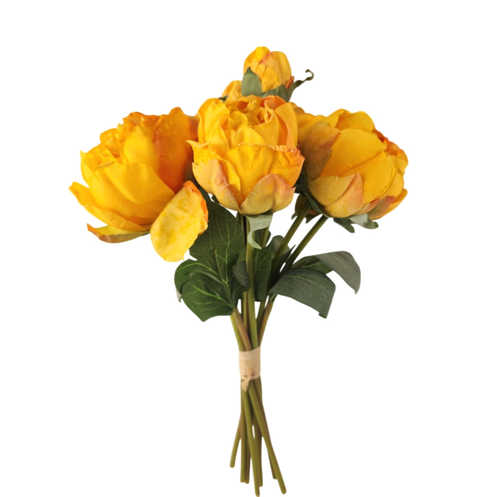 Golden Peony Bouquet Faux Flowers Autumn Decor Rustic Farmhouse Western Floral Arrangement Cabin Lodge Decor