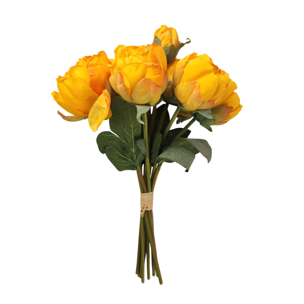 Golden Peony Bouquet Faux Flowers Autumn Decor Rustic Farmhouse Western Floral Arrangement Cabin Lodge Decor
