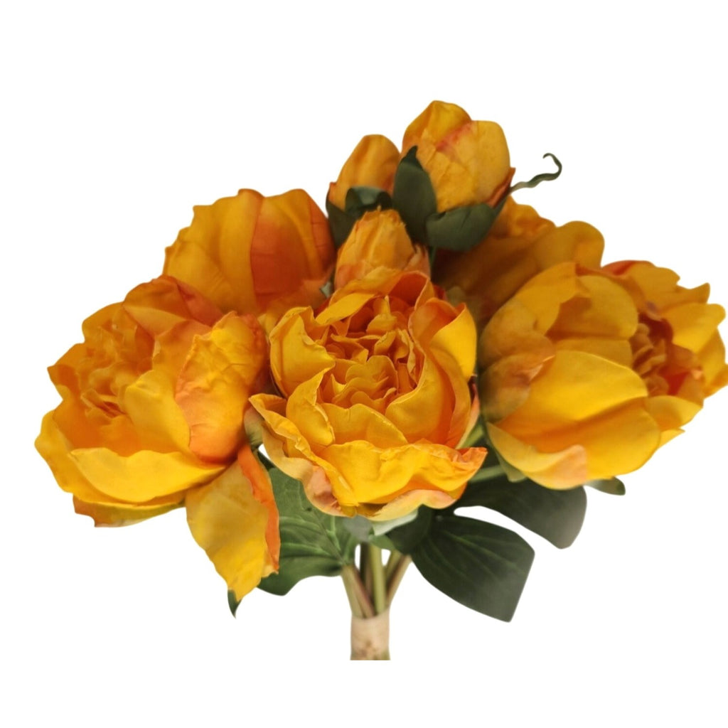 Golden Peony Bouquet Faux Flowers Autumn Decor Rustic Farmhouse Western Floral Arrangement Cabin Lodge Decor