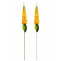 Yellow Snapdragon Stems Set of 2 Artificial Larkspur Spike Flowers 26 Inch Faux Floral for Summer Fall Home Decor