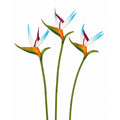 Bird of Paradise Stems Set of 3 Artificial Tropical Flowers 24 Inch Faux Floral Spray for Home Wedding Decor