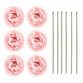 Blush Pink Artificial Ranunculus Peony Flowers Set of 6 Wire Stems
