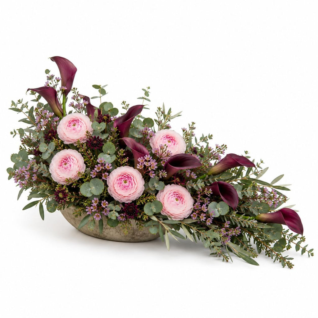Blush Pink Artificial Ranunculus Peony Flowers Set of 6 Wire Stems