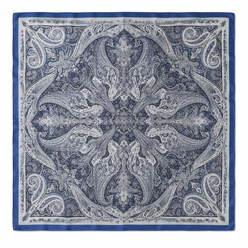 Navy Paisley Satin Scarf 27x27 Wild Rag Western Cowboy Cowgirl Fashion Scarf