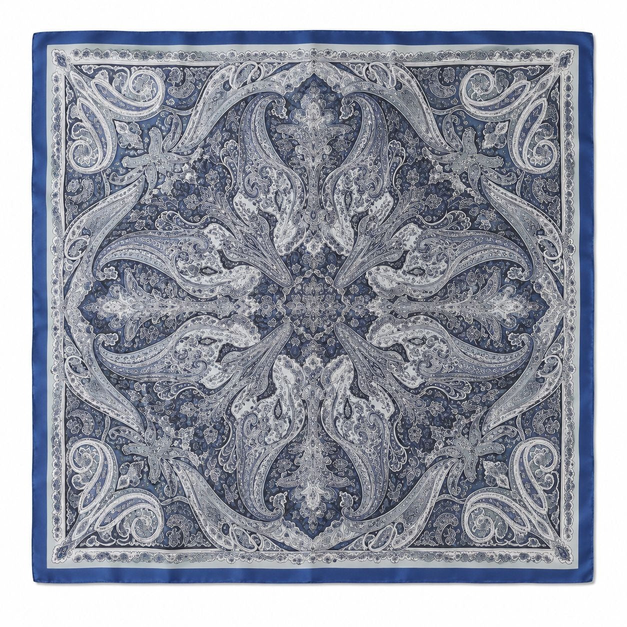 Navy Paisley Satin Scarf 27x27 Wild Rag Western Cowboy Cowgirl Fashion Scarf