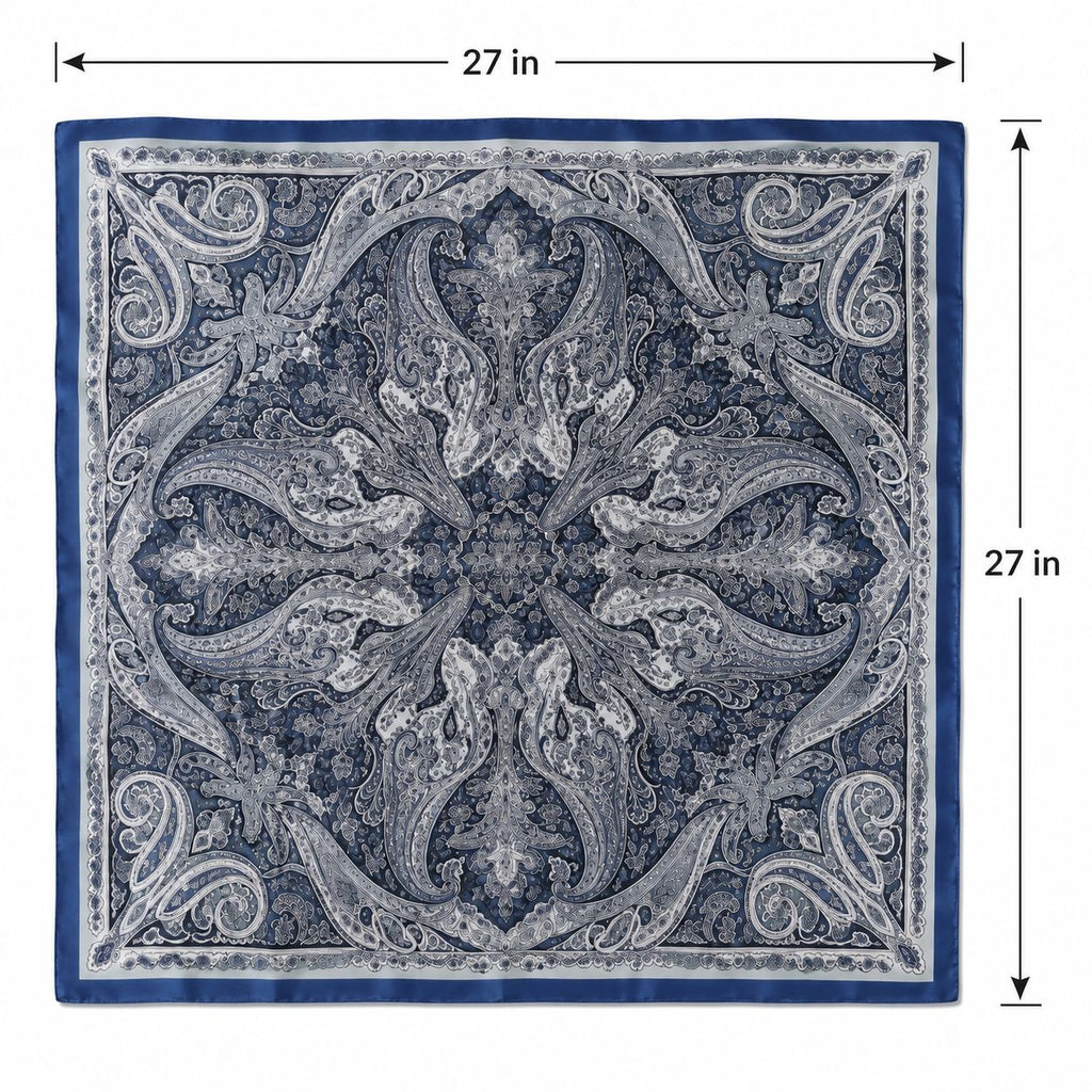 Navy Paisley Satin Scarf 27x27 Wild Rag Western Cowboy Cowgirl Fashion Scarf