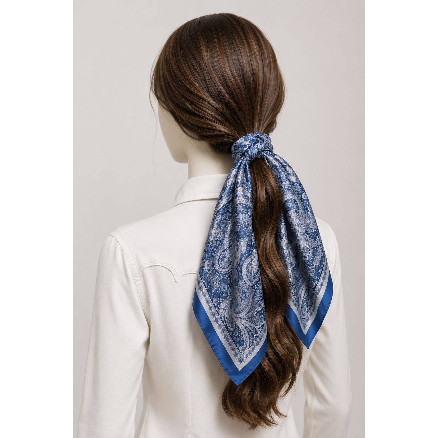 Navy Paisley Satin Scarf 27x27 Wild Rag Western Cowboy Cowgirl Fashion Scarf
