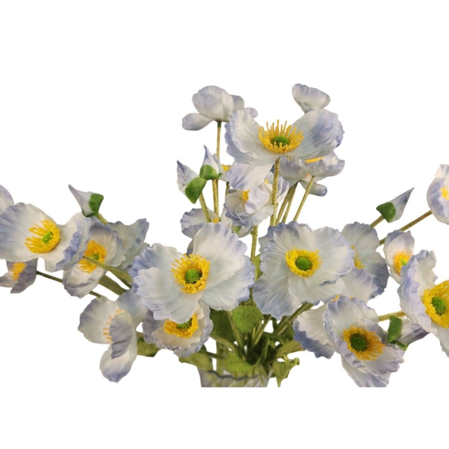 Light Blue Silk Poppy Flowers Faux Wildflower Bouquet 8 Stems 24 Inch