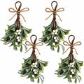 Frosted Faux Mistletoe Sprigs Set of 4, 9in White Berry Christmas Decor