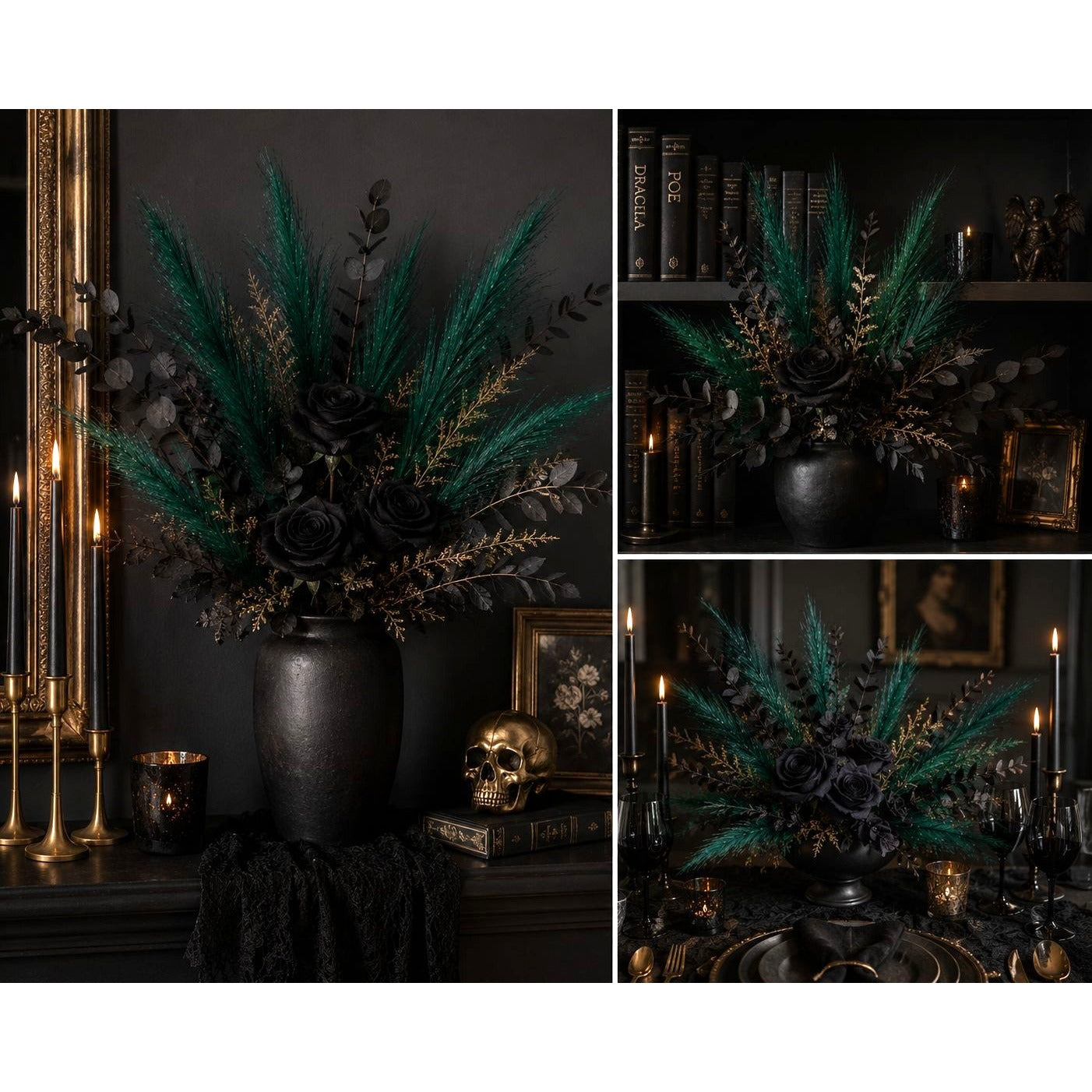 Emerald Green Faux Pampas Grass Set of 12 Artificial Pampas Stems Green Wedding Decor Boho Decor Christmas Decor Vase Filler Wreath Supply