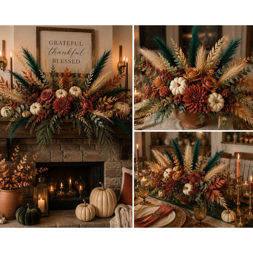 Emerald Green Faux Pampas Grass Set of 12 Artificial Pampas Stems Green Wedding Decor Boho Decor Christmas Decor Vase Filler Wreath Supply