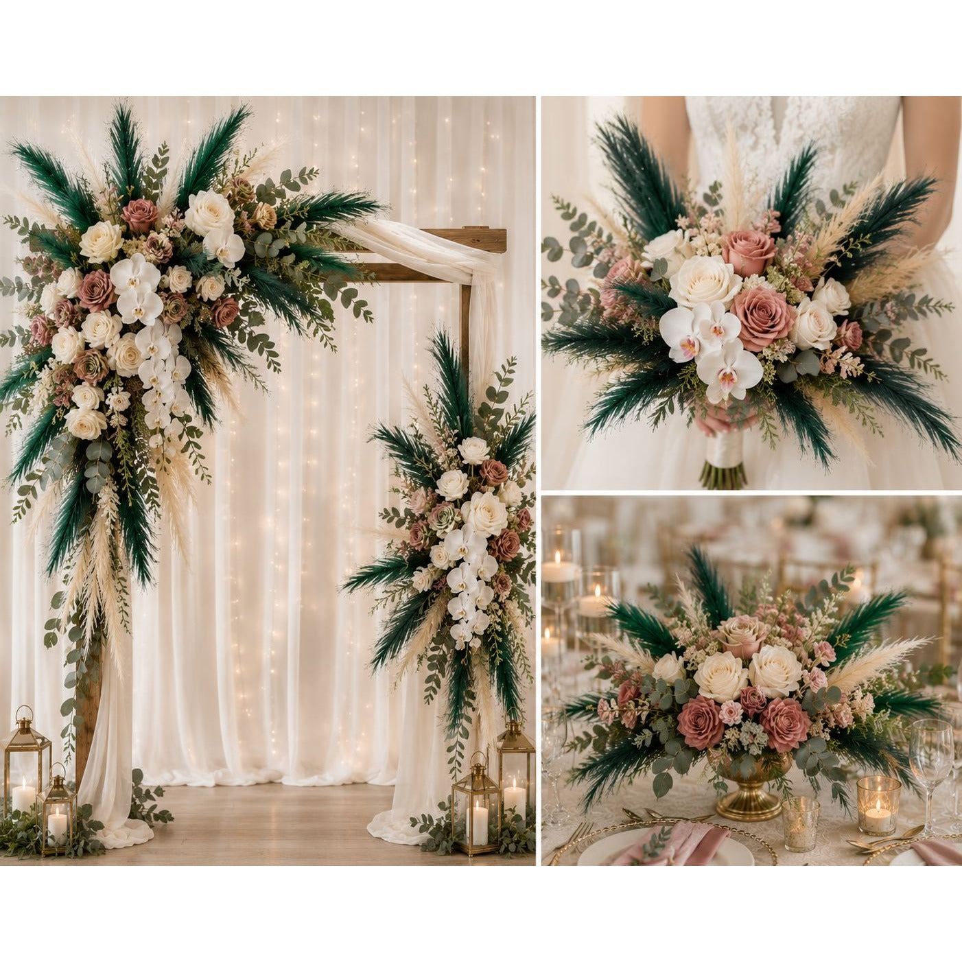 Emerald Green Faux Pampas Grass Set of 12 Artificial Pampas Stems Green Wedding Decor Boho Decor Christmas Decor Vase Filler Wreath Supply