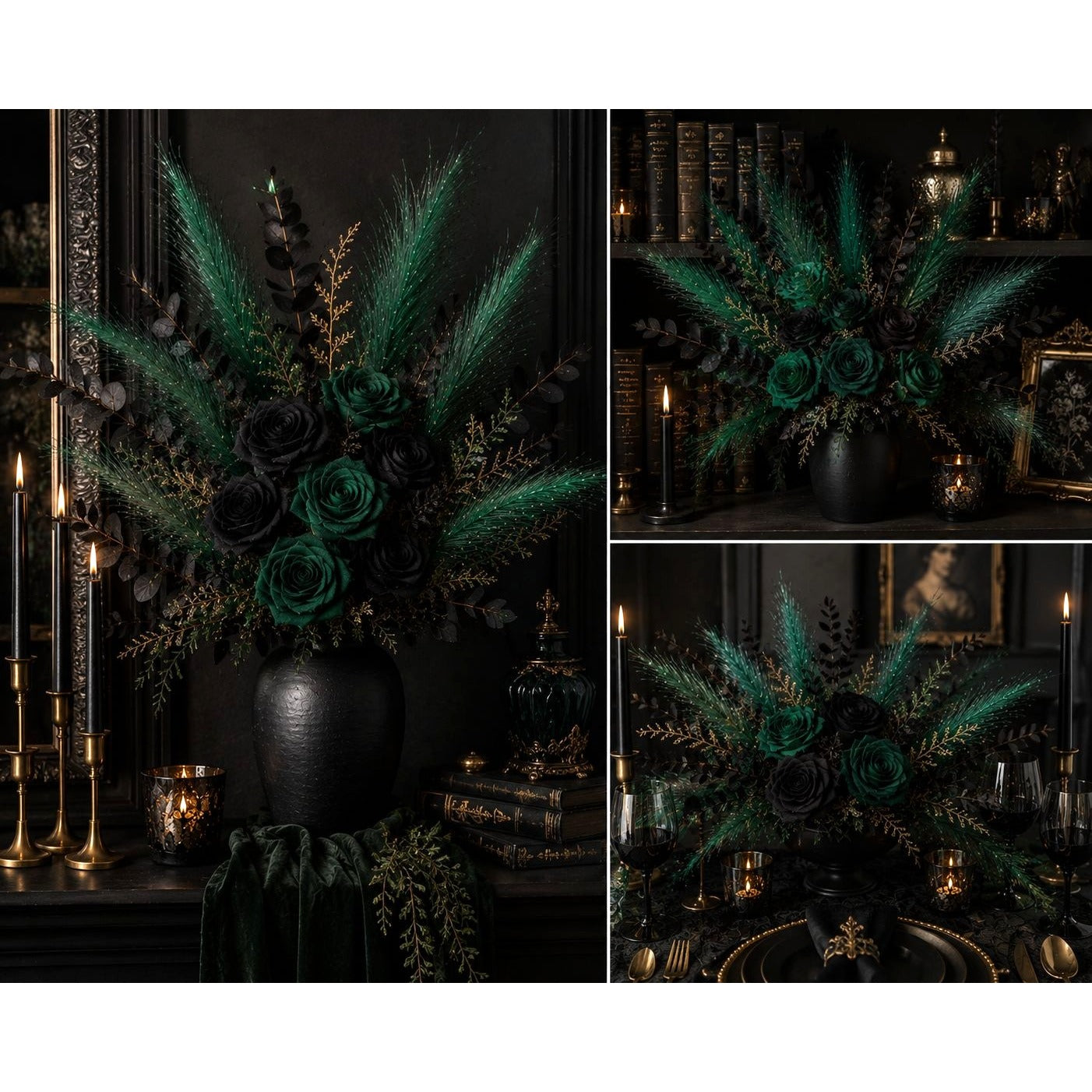 Emerald Green Faux Pampas Grass Set of 12 Artificial Pampas Stems Green Wedding Decor Boho Decor Christmas Decor Vase Filler Wreath Supply