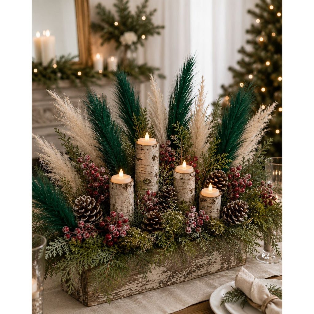 Emerald Green Faux Pampas Grass Set of 12 Artificial Pampas Stems Green Wedding Decor Boho Decor Christmas Decor Vase Filler Wreath Supply
