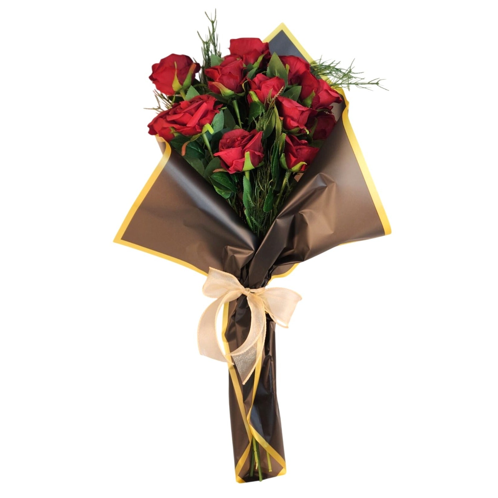 Dozen Dark Red Artificial Roses Bouquet Valentines Day Gift for Wife Romantic Wedding Floral Decor