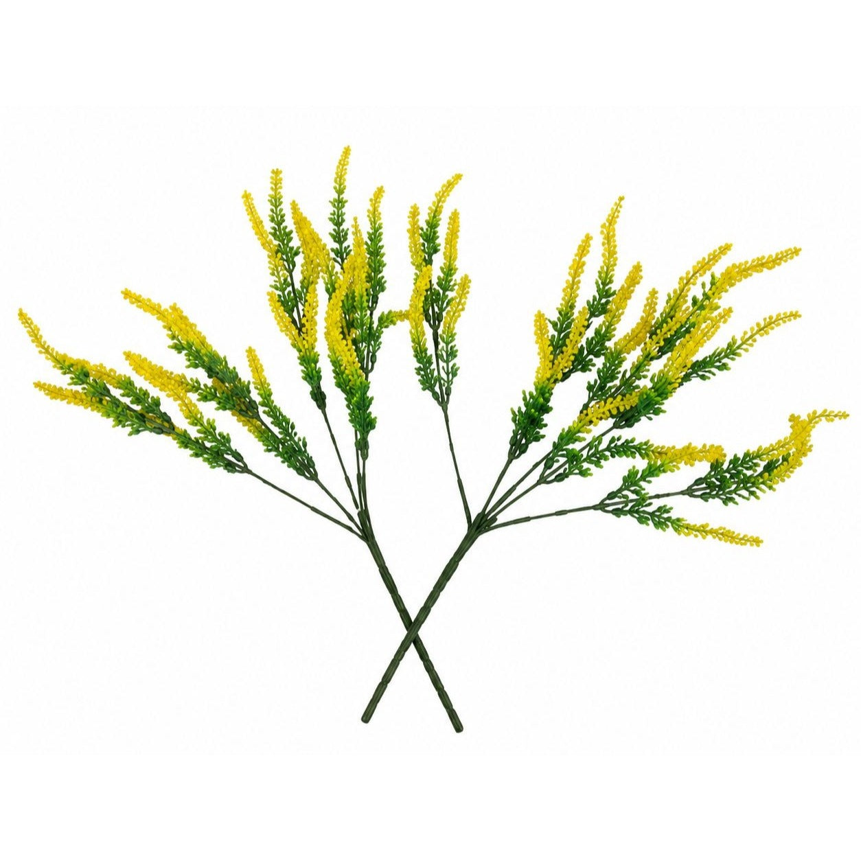 Yellow Faux Lavender Stems Set of 2 | Artificial Salvia Flowers | Faux Greenery Picks | Farmhouse Spring Floral Decor