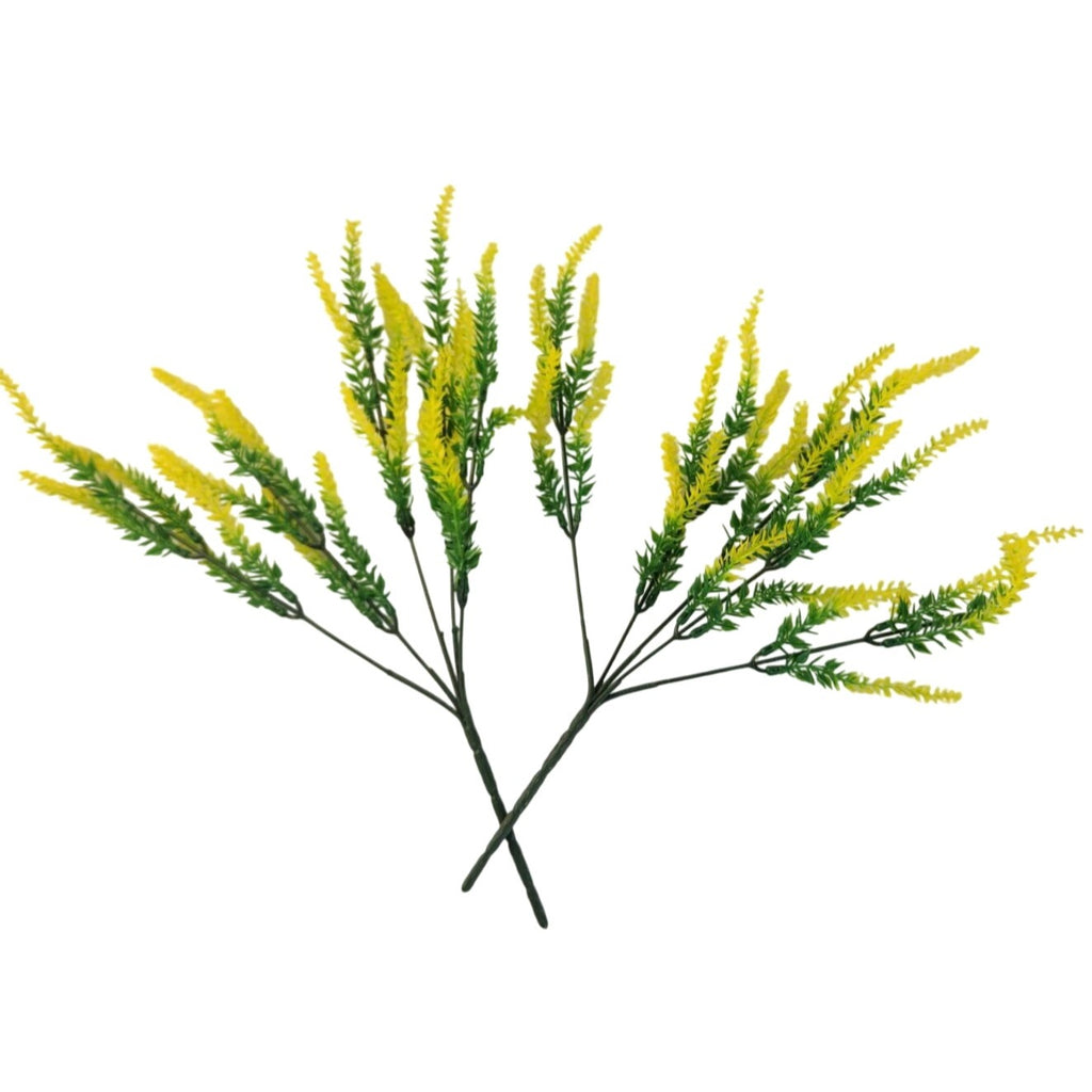 Yellow Faux Lavender Stems Set of 2 | Artificial Salvia Flowers | Faux Greenery Picks | Farmhouse Spring Floral Decor