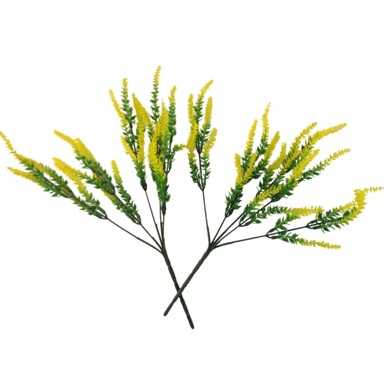 Yellow Faux Lavender Stems Set of 2 | Artificial Salvia Flowers | Faux Greenery Picks | Farmhouse Spring Floral Decor