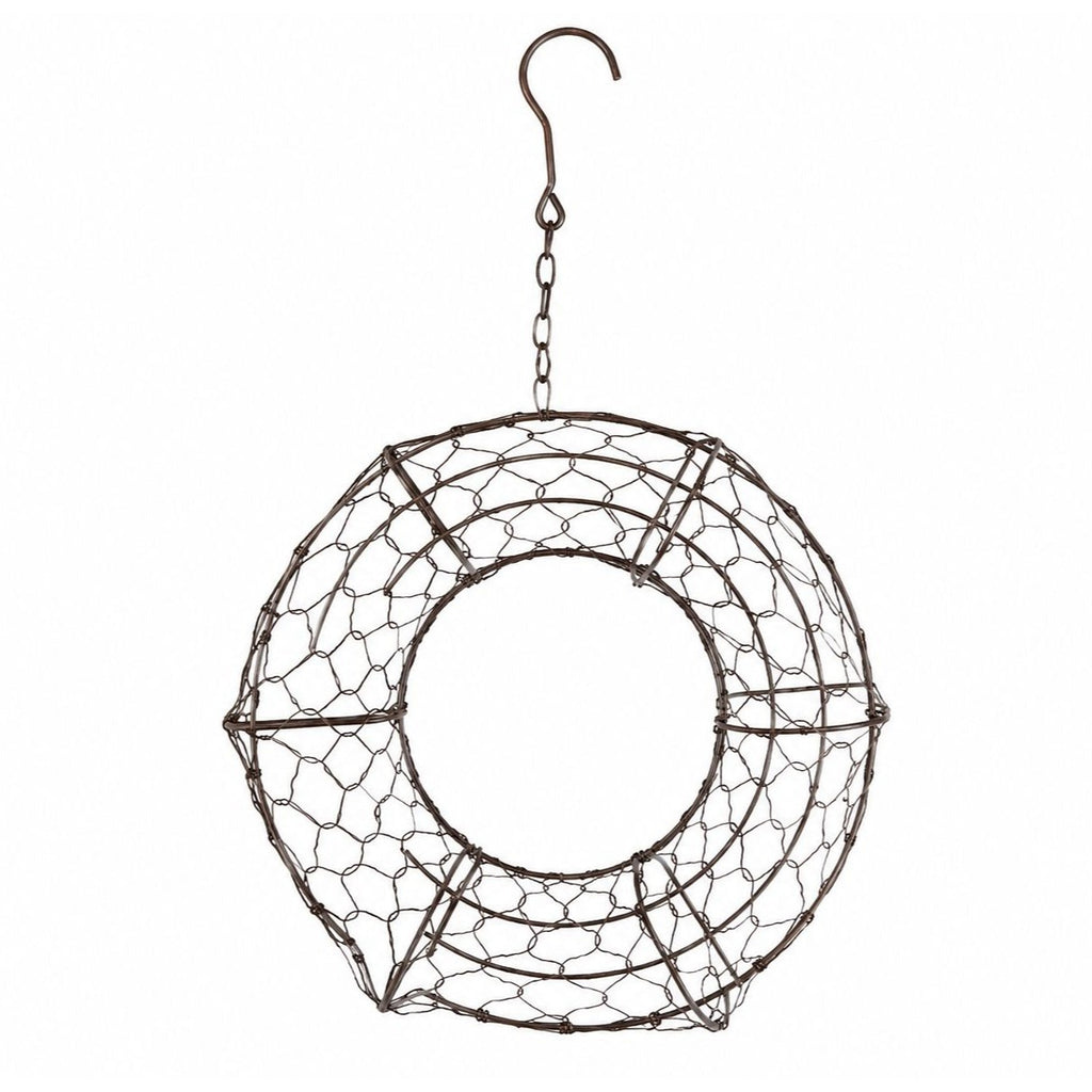 8 Inch Hanging Wire Wreath Basket Metal Succulent Planter Wall Hanging Plant Frame Brown Rustic Decor