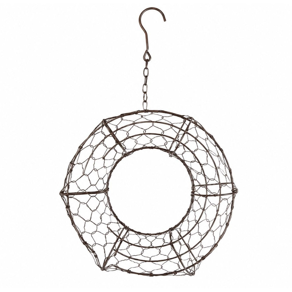 8 Inch Hanging Wire Wreath Basket Metal Succulent Planter Wall Hanging Plant Frame Brown Rustic Decor
