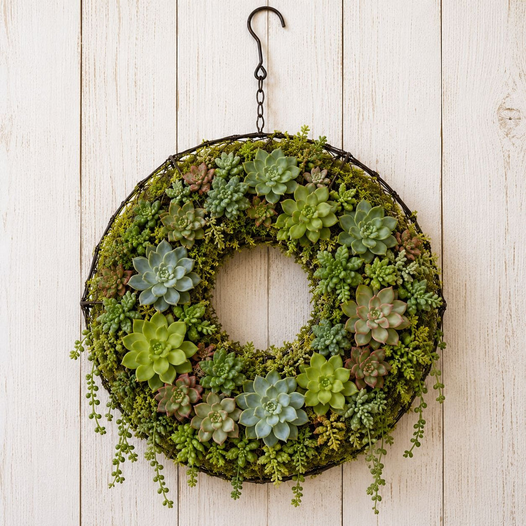 8 Inch Hanging Wire Wreath Basket Metal Succulent Planter Wall Hanging Plant Frame Brown Rustic Decor