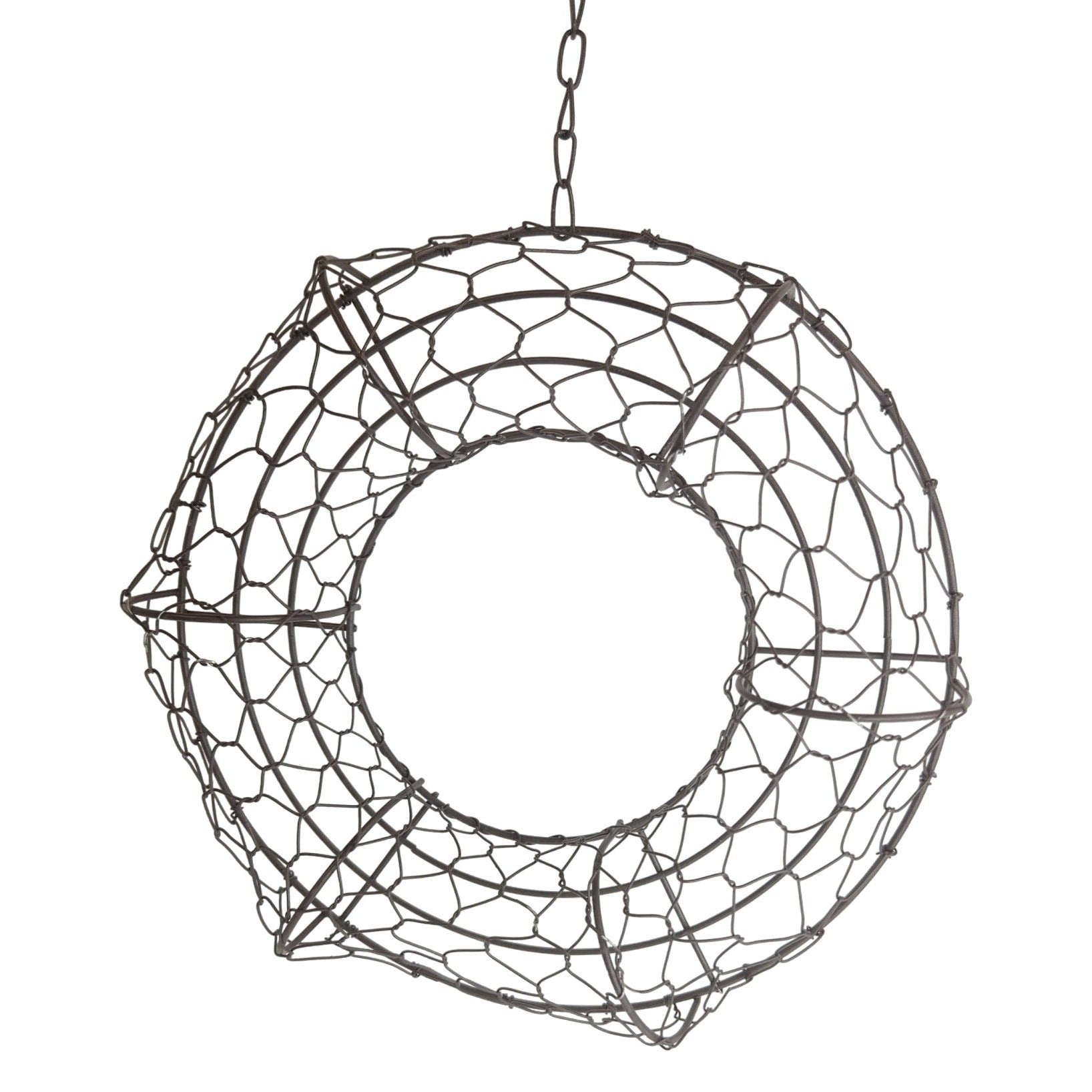 8 Inch Hanging Wire Wreath Basket Metal Succulent Planter Wall Hanging Plant Frame Brown Rustic Decor