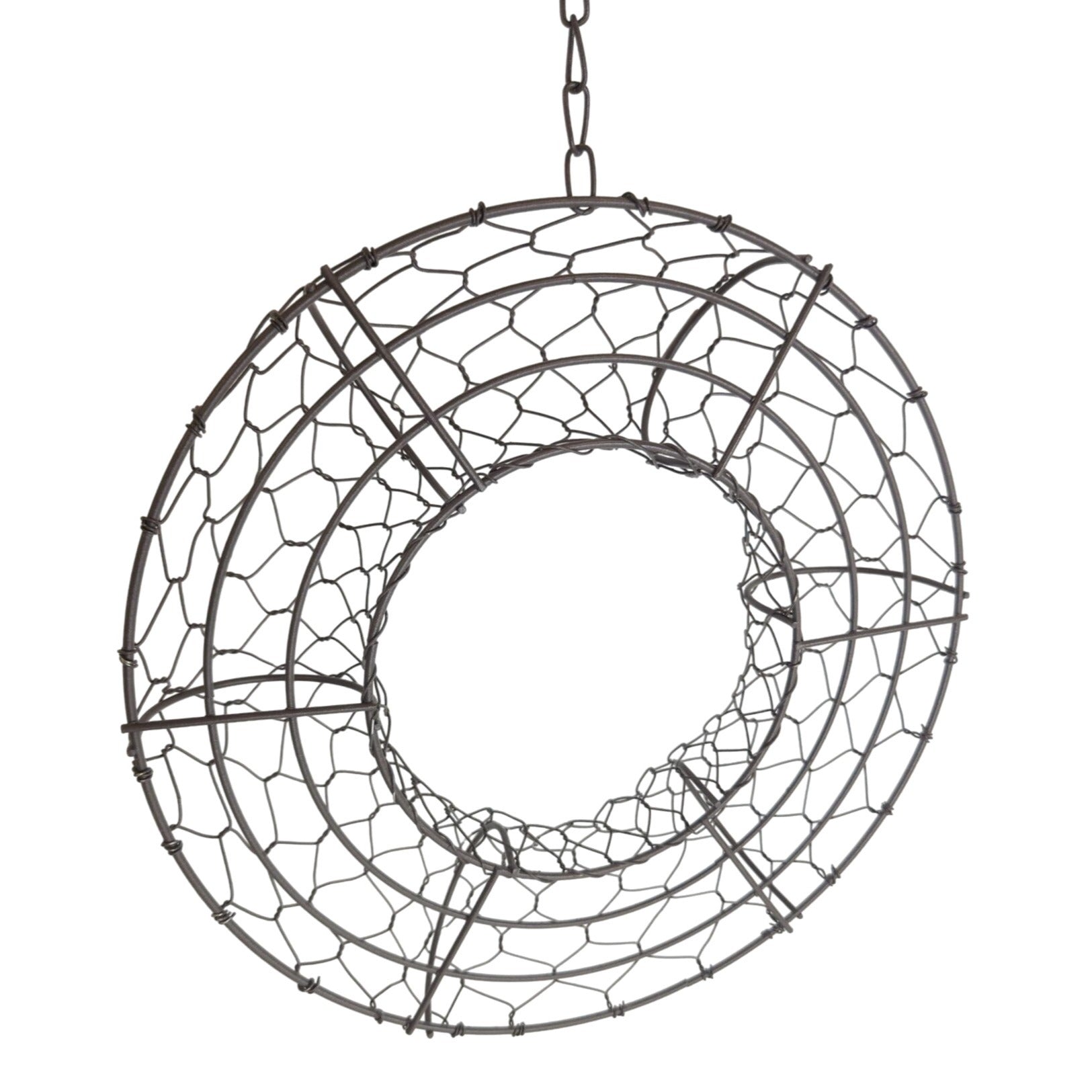 8 Inch Hanging Wire Wreath Basket Metal Succulent Planter Wall Hanging Plant Frame Brown Rustic Decor