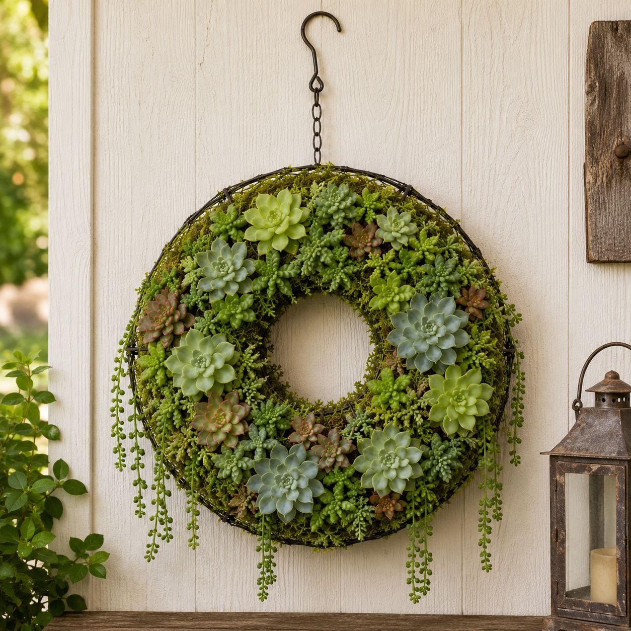 8 Inch Hanging Wire Wreath Basket Metal Succulent Planter Wall Hanging Plant Frame Brown Rustic Decor