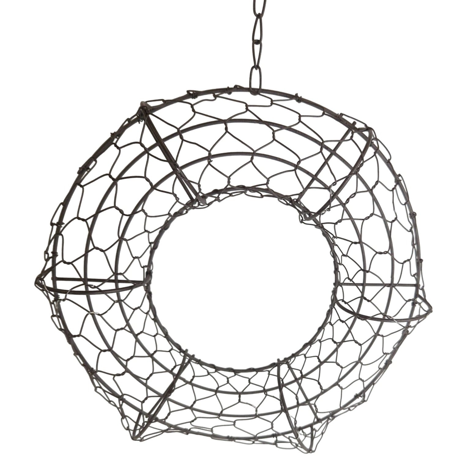 8 Inch Hanging Wire Wreath Basket Metal Succulent Planter Wall Hanging Plant Frame Brown Rustic Decor