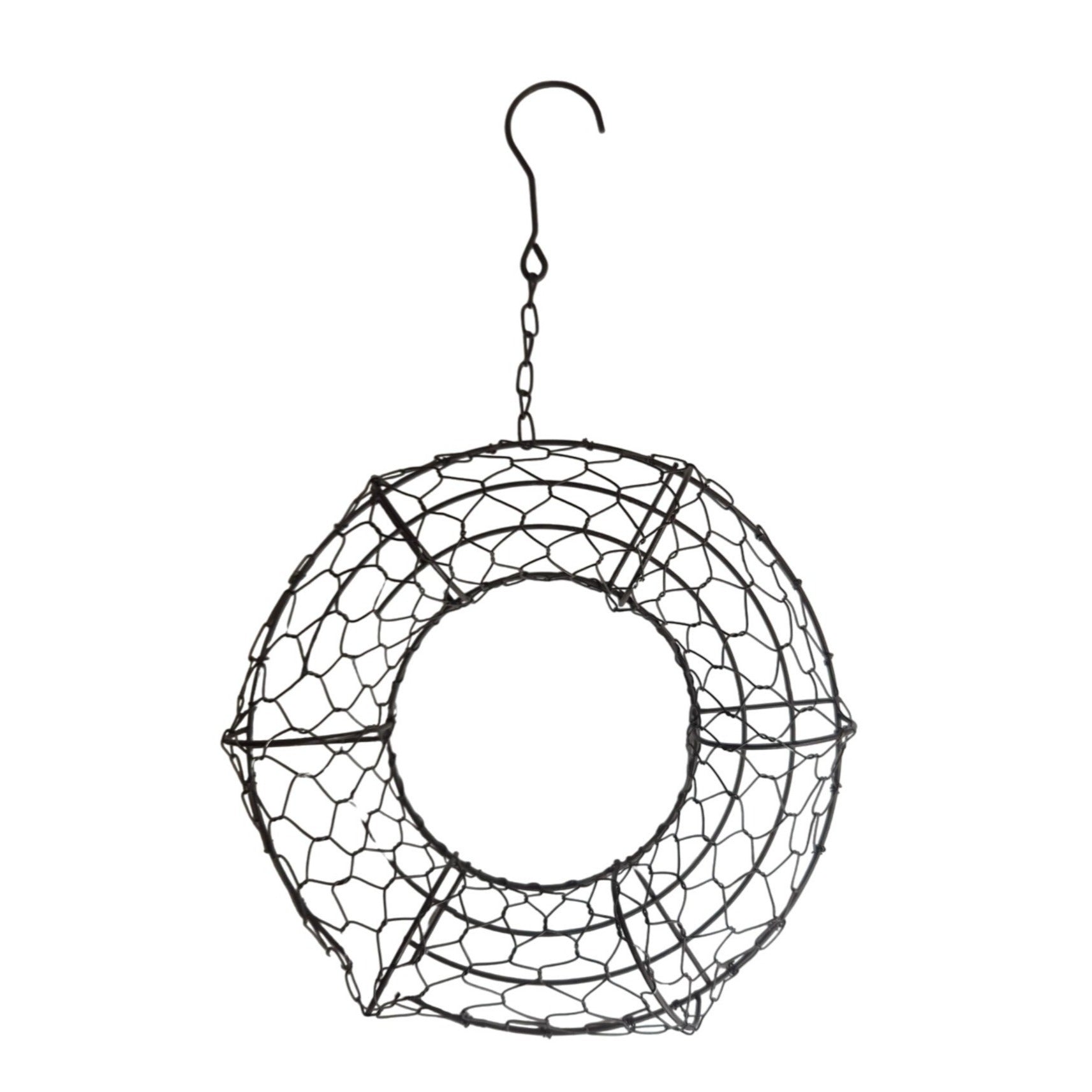 8 Inch Hanging Wire Wreath Basket Metal Succulent Planter Wall Hanging Plant Frame Brown Rustic Decor