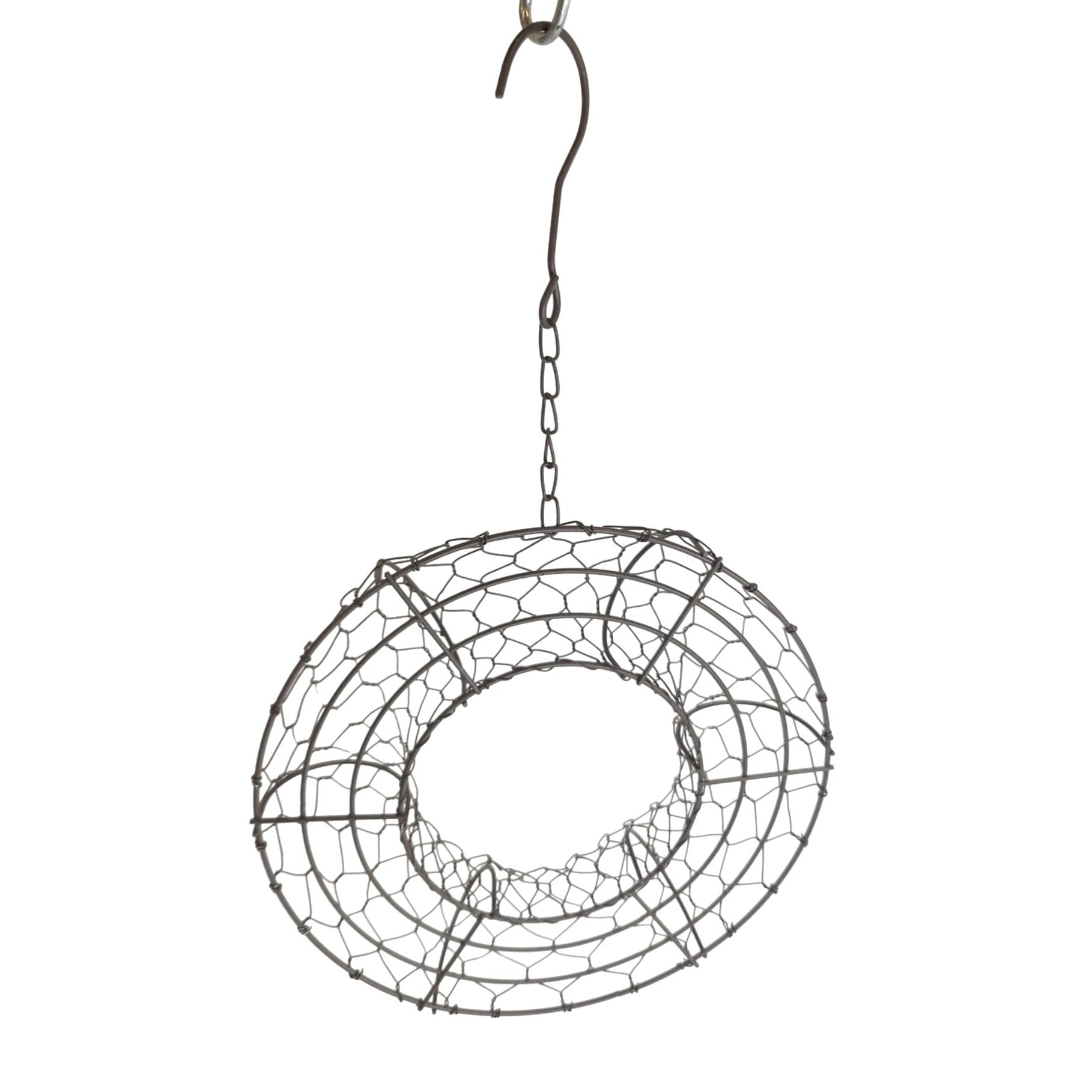 8 Inch Hanging Wire Wreath Basket Metal Succulent Planter Wall Hanging Plant Frame Brown Rustic Decor