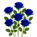 Royal Blue Artificial Roses 6 Stems Faux Silk Rose Bouquet Wedding Flowers Home Decor Floral Supplies Centerpiece Decor