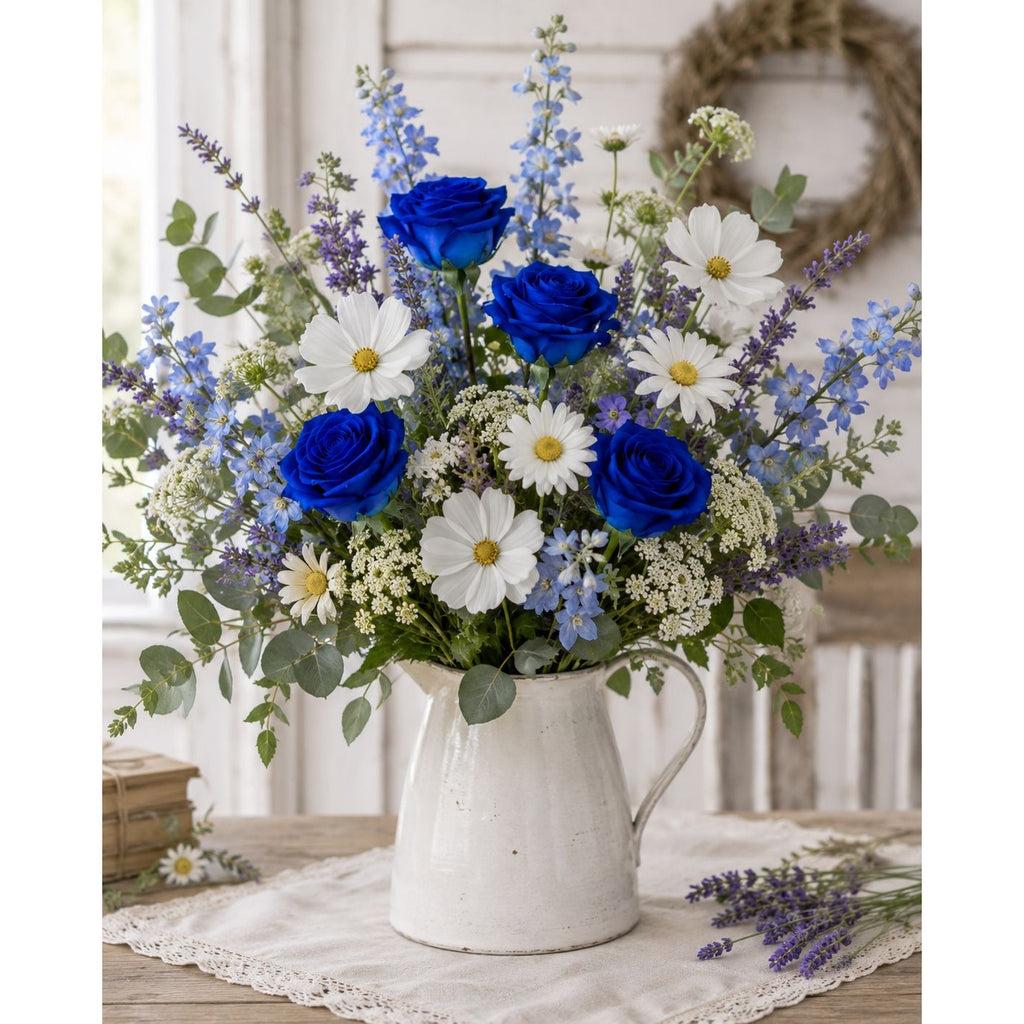 Royal Blue Artificial Roses 6 Stems Faux Silk Rose Bouquet Wedding Flowers Home Decor Floral Supplies Centerpiece Decor