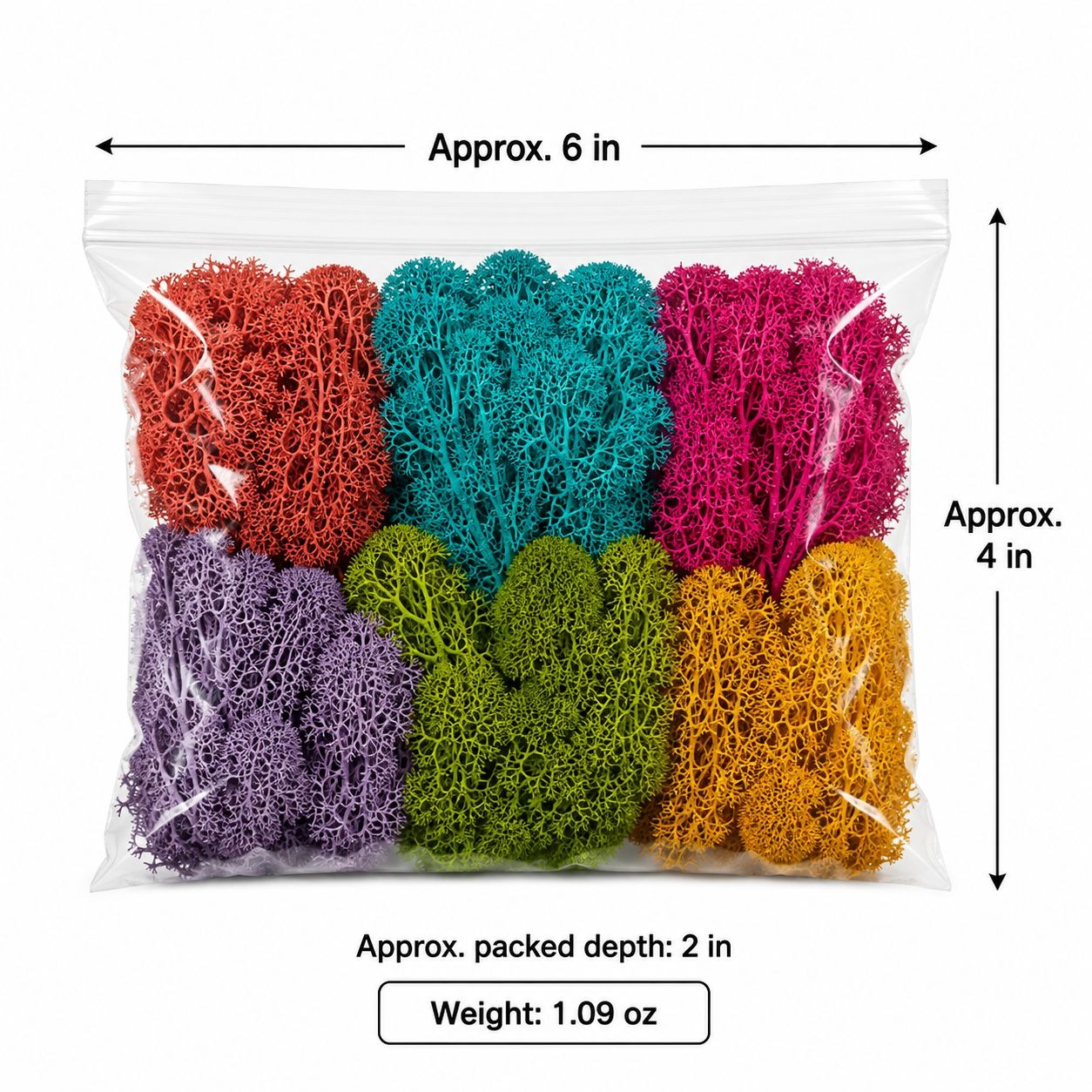 Multicolor Artificial Moss Pink Teal Purple Green Yellow 1.09 oz Fairy Garden Miniature Diorama Craft Moss