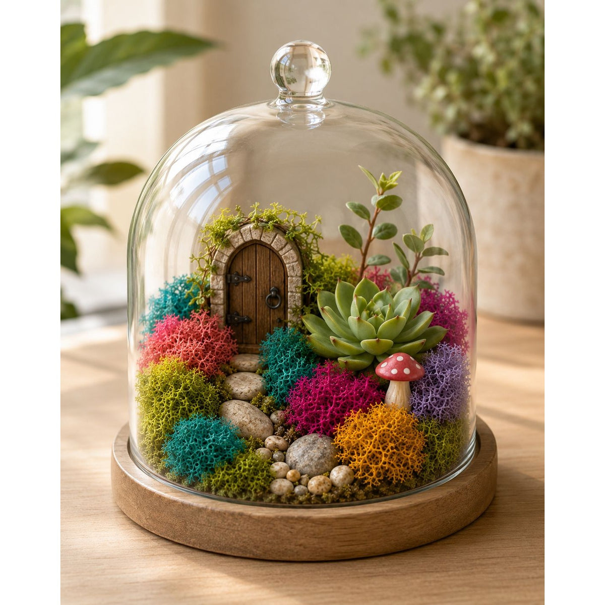 Multicolor Artificial Moss Pink Teal Purple Green Yellow 1.09 oz Fairy Garden Miniature Diorama Craft Moss
