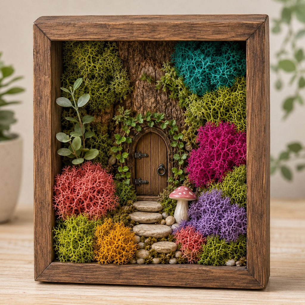 Multicolor Artificial Moss Pink Teal Purple Green Yellow 1.09 oz Fairy Garden Miniature Diorama Craft Moss
