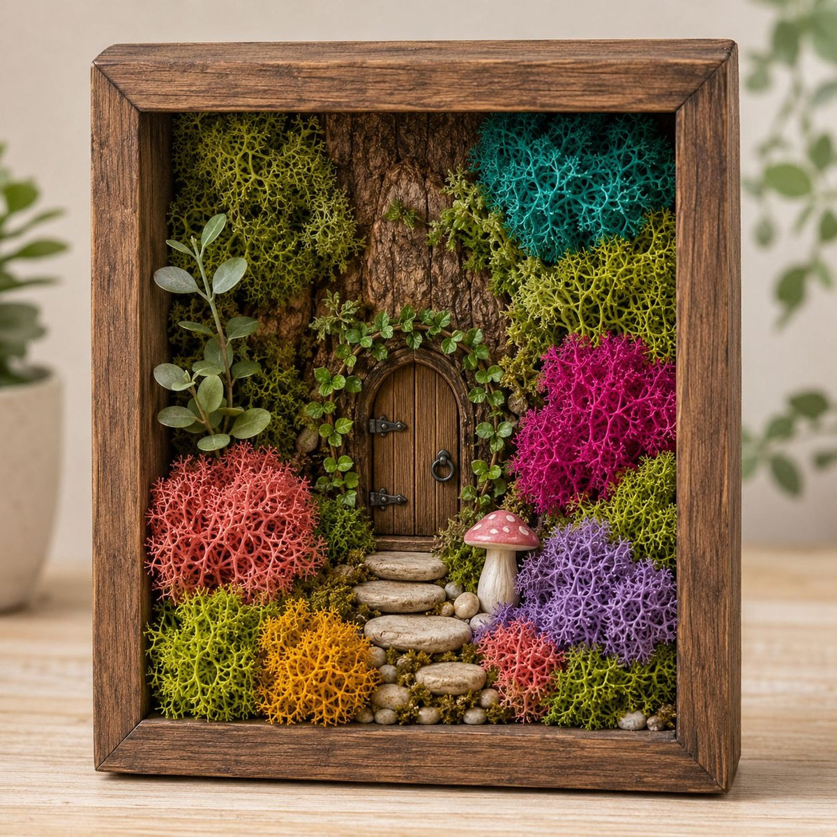 Multicolor Artificial Moss Pink Teal Purple Green Yellow 1.09 oz Fairy Garden Miniature Diorama Craft Moss