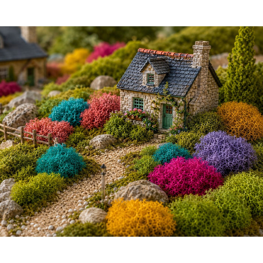 Multicolor Artificial Moss Pink Teal Purple Green Yellow 1.09 oz Fairy Garden Miniature Diorama Craft Moss