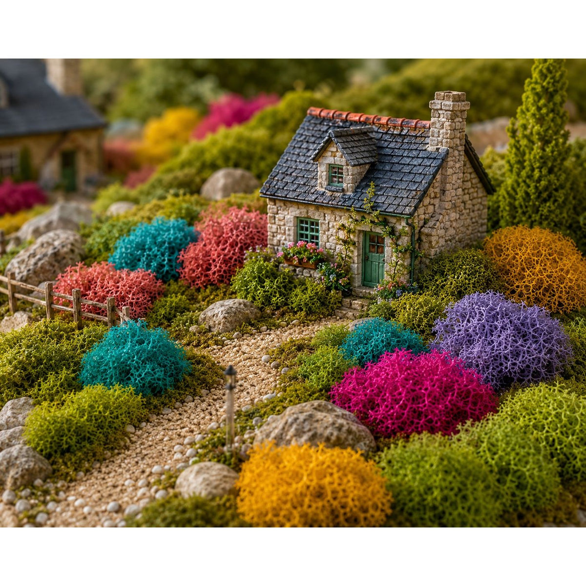 Multicolor Artificial Moss Pink Teal Purple Green Yellow 1.09 oz Fairy Garden Miniature Diorama Craft Moss