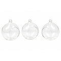 Three clear glass terrarium balls with hanging loops, arranged side by side on a plain white background.