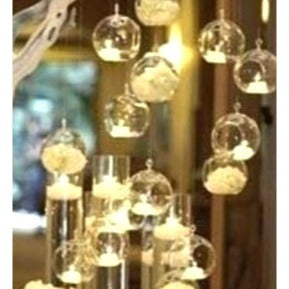 Clear Glass Hanging Orbs Set of 3 Mini Terrarium Christmas Ornaments 2.5 Inch with Jute Twine