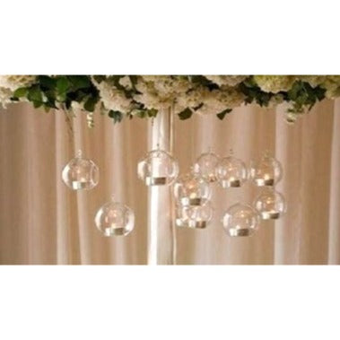 Clear Glass Hanging Orbs Set of 3 Mini Terrarium Christmas Ornaments 2.5 Inch with Jute Twine